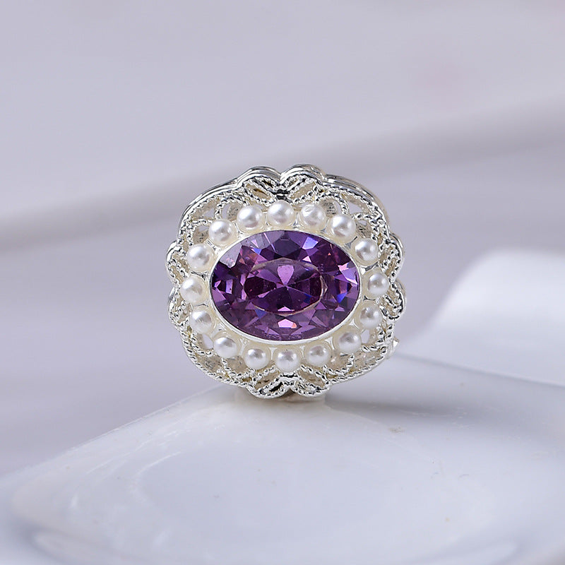 Round CZ Spacer with Pearl