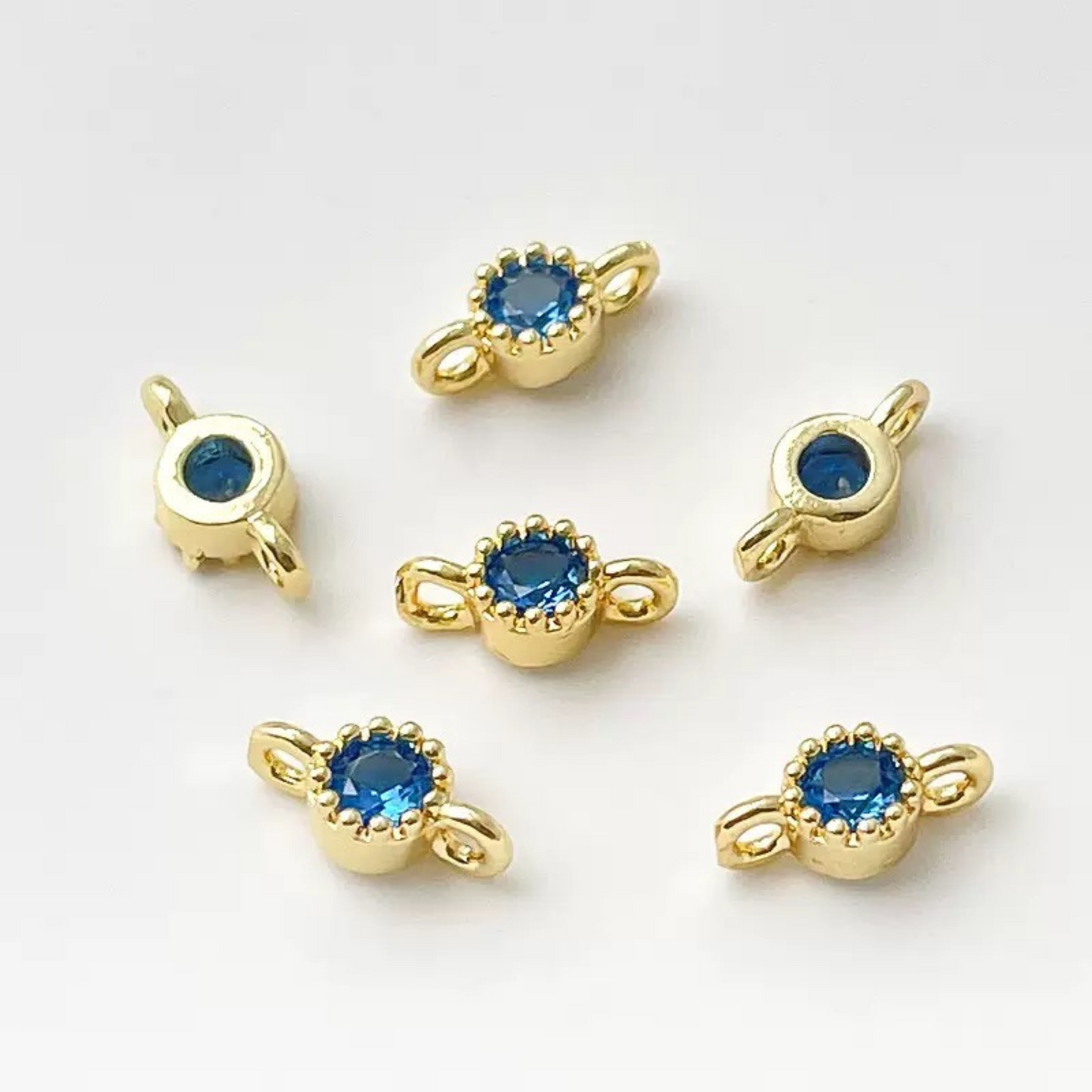 【E01】10pcs 4mm Double-Hole CZ Spacer Beads – Gold Plated, High-Color-Fast, DIY Jewelry Connectors