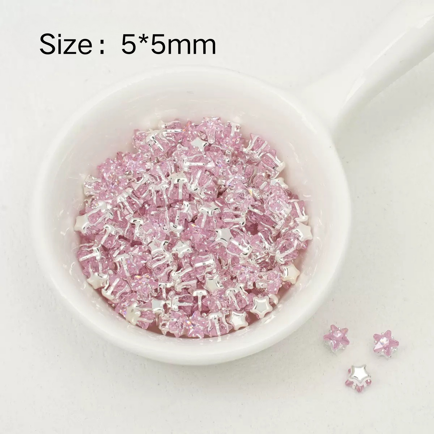 【A24】50pcs Star-Shaped CZ Spacer Beads – Silver-Plated, High-Color-Fast, 4mm/5mm DIY Jewelry Charms