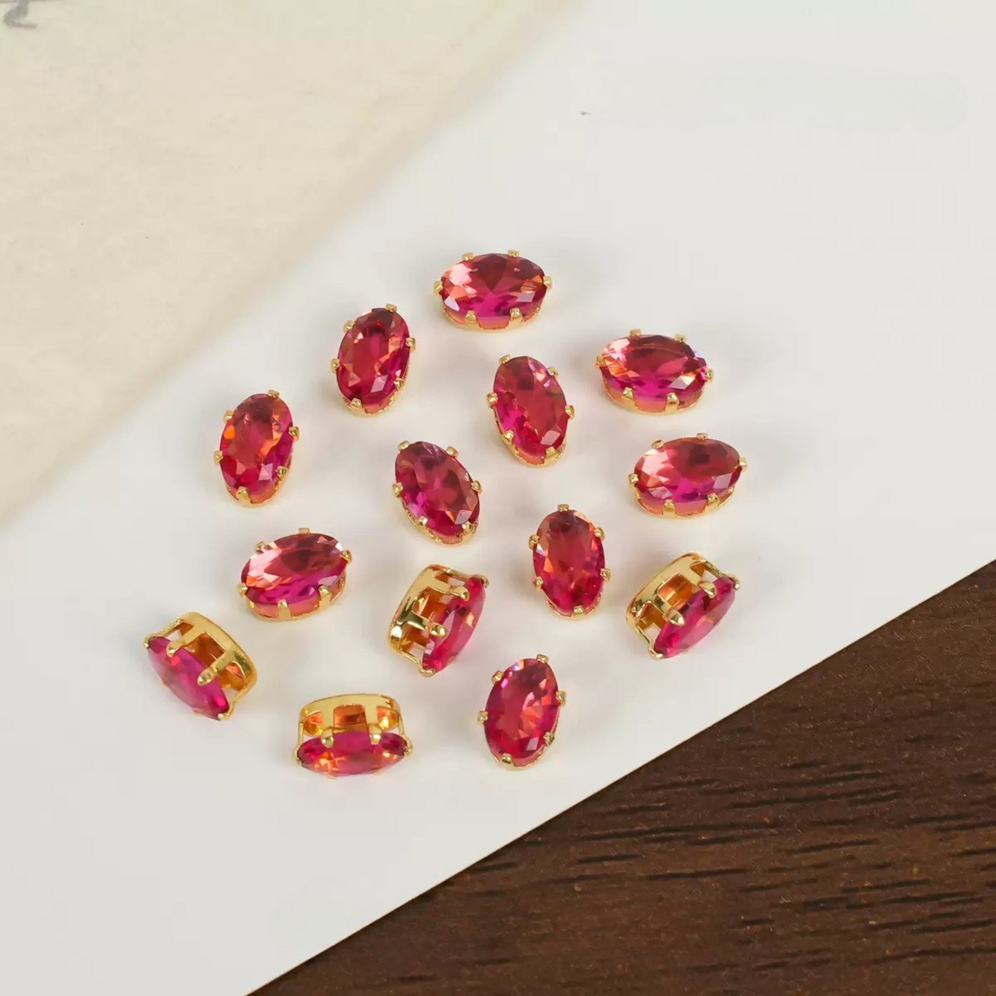 【A14】50pcs Oval-Cut CZ Spacer Beads – High-Color-Fast Gold Plated Alloy, Prong-Set, DIY Jewelry Supplies