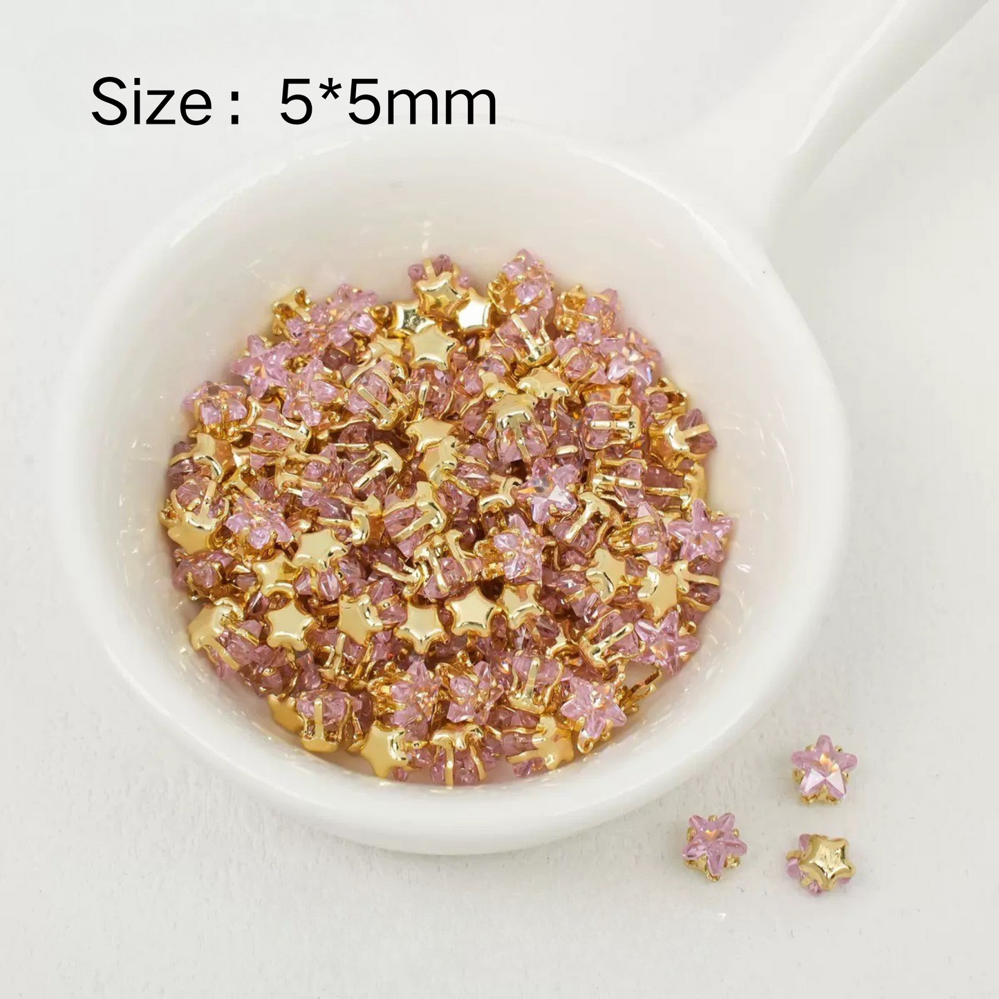 【A23】50pcs Star-Shaped CZ Spacer Beads – Gold -Plated, High-Color-Fast, 4mm/5mm DIY Jewelry Charms