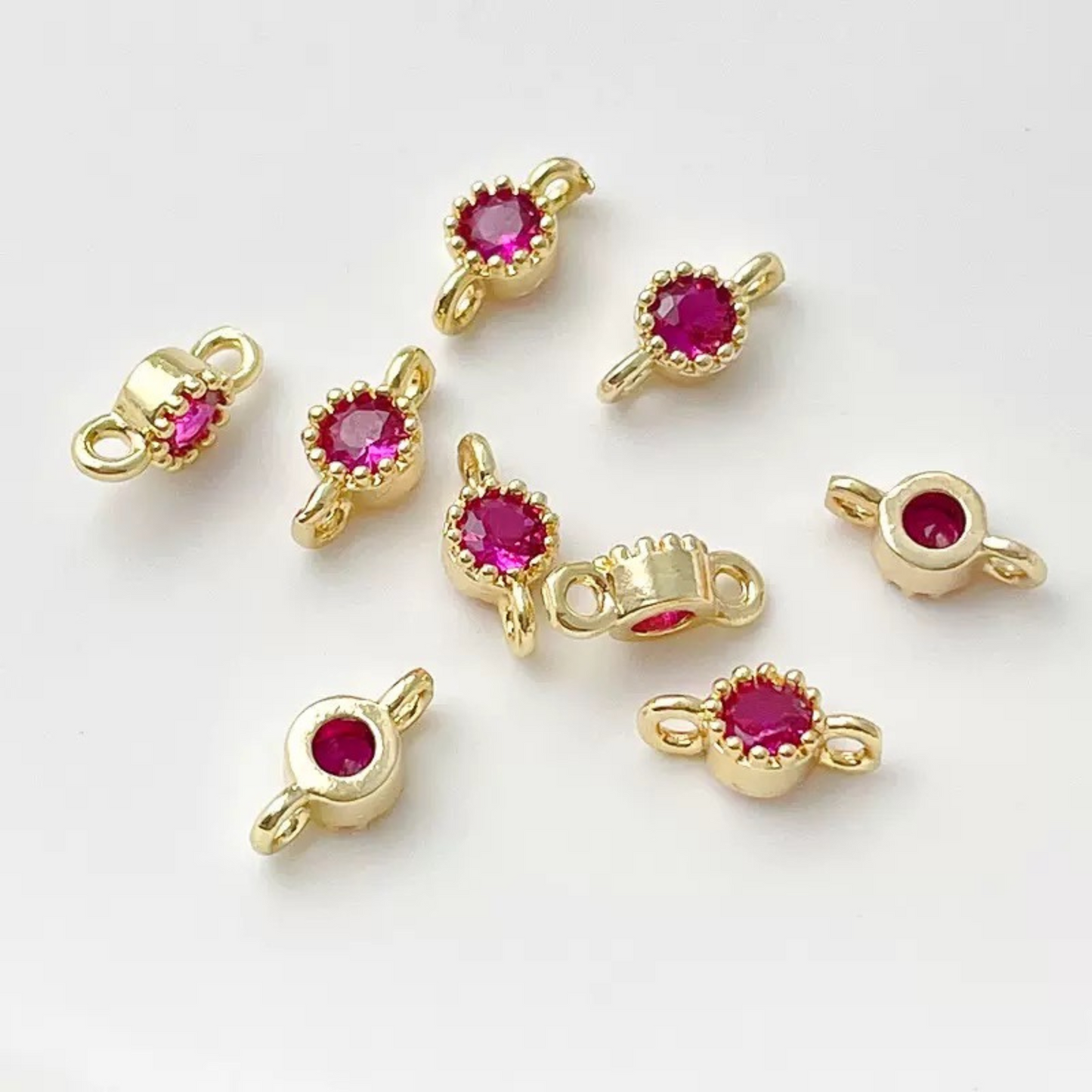 【E01】10pcs 4mm Double-Hole CZ Spacer Beads – Gold Plated, High-Color-Fast, DIY Jewelry Connectors