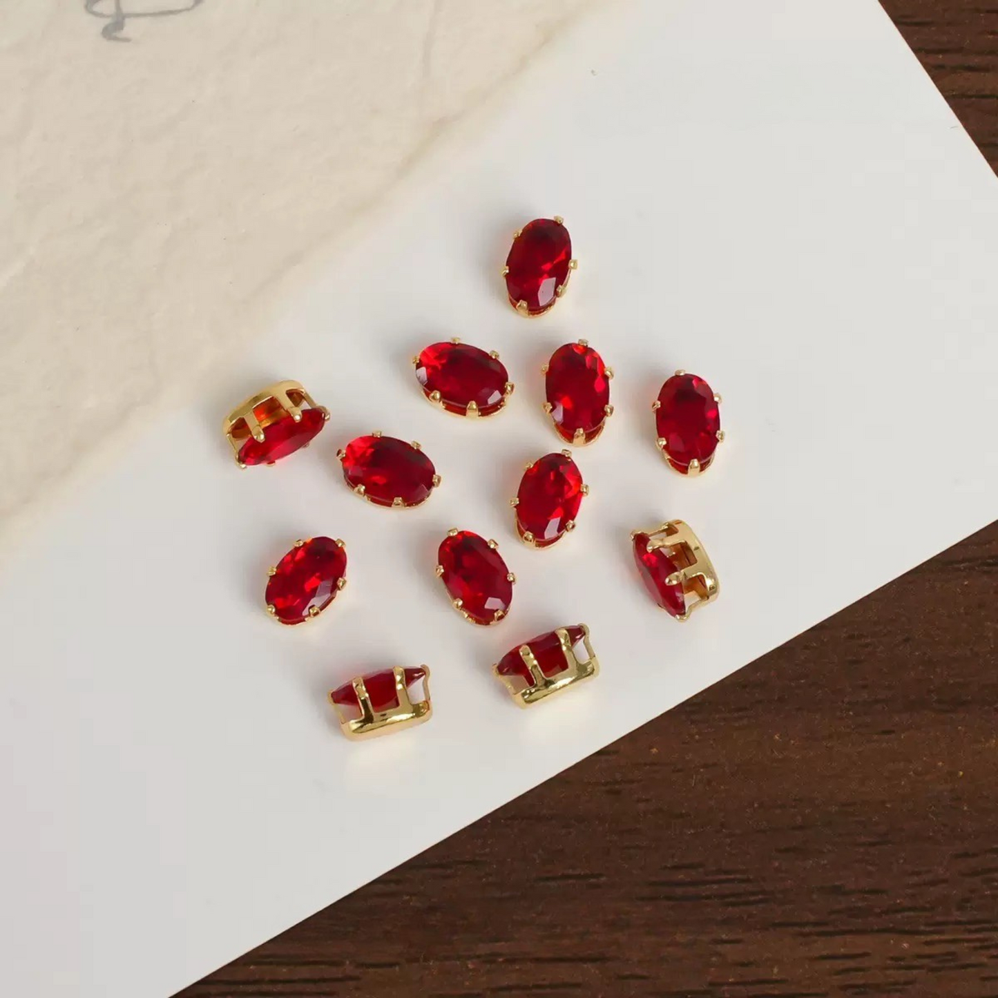 【A14】50pcs Oval-Cut CZ Spacer Beads – High-Color-Fast Gold Plated Alloy, Prong-Set, DIY Jewelry Supplies
