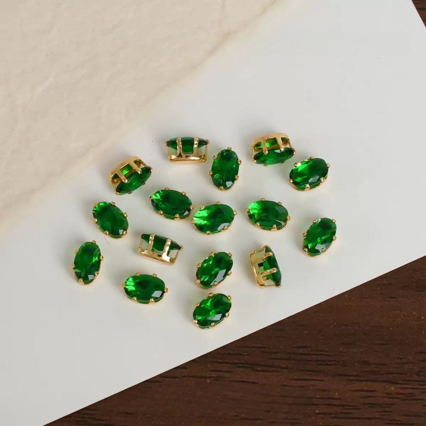 【A14】50pcs Oval-Cut CZ Spacer Beads – High-Color-Fast Gold Plated Alloy, Prong-Set, DIY Jewelry Supplies