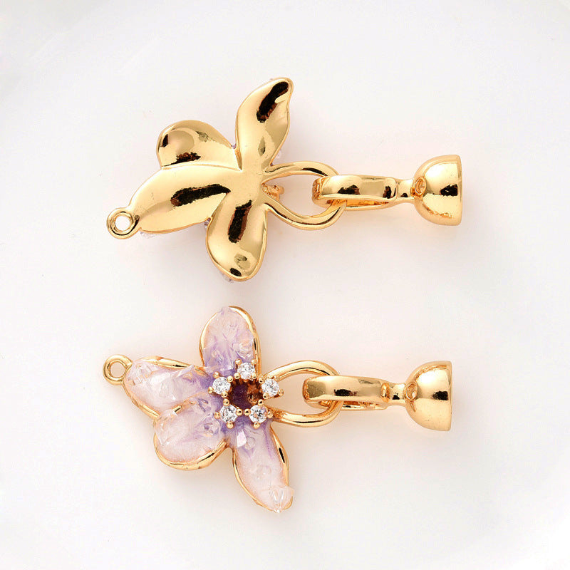 Enamel Petal Clasp Set