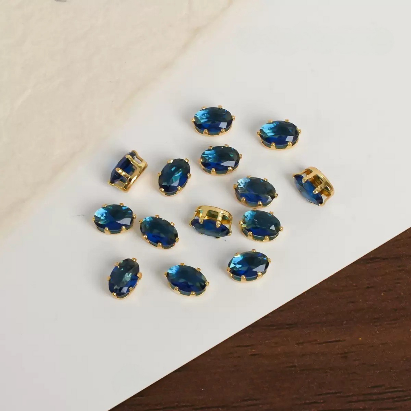 【A14】50pcs Oval-Cut CZ Spacer Beads – High-Color-Fast Gold Plated Alloy, Prong-Set, DIY Jewelry Supplies