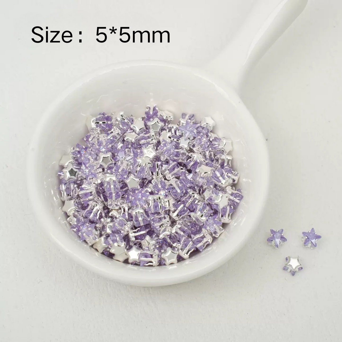【A24】50pcs Star-Shaped CZ Spacer Beads – Silver-Plated, High-Color-Fast, 4mm/5mm DIY Jewelry Charms