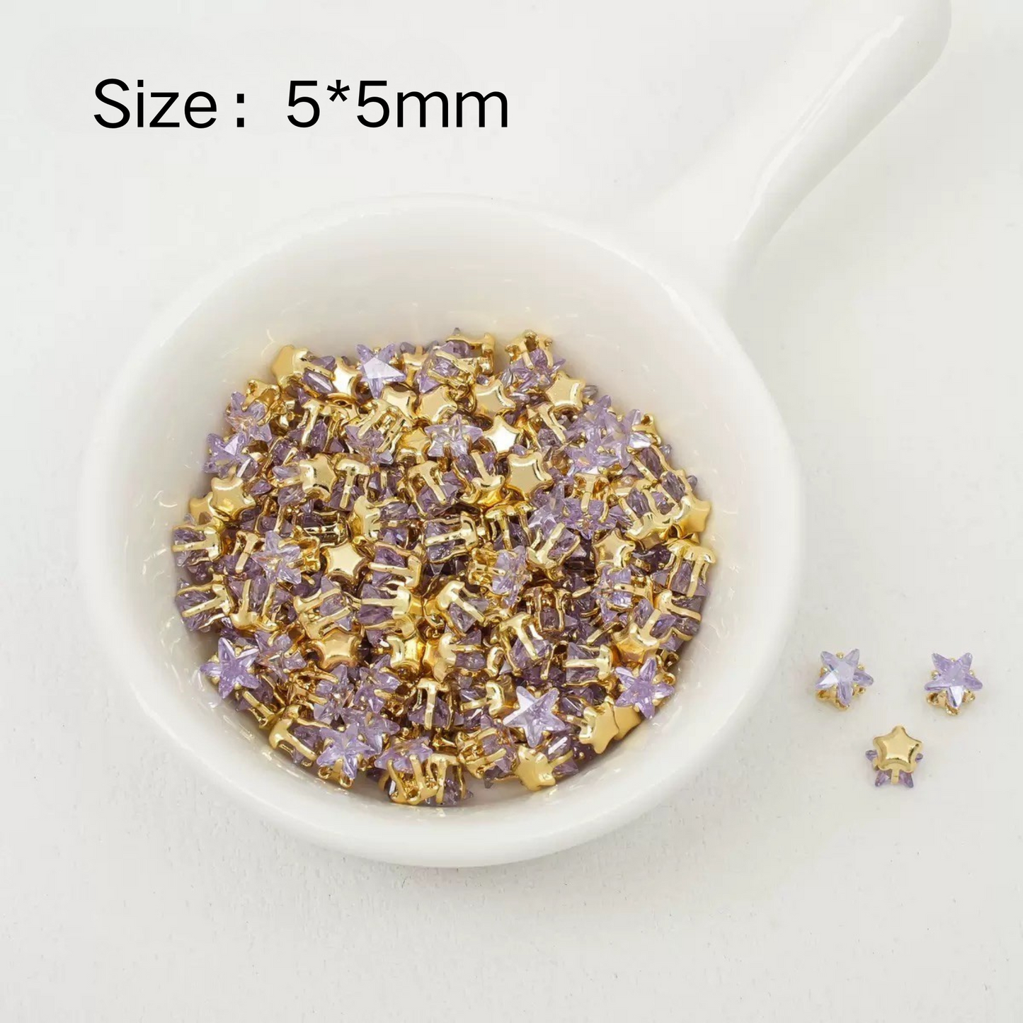 【A23】50pcs Star-Shaped CZ Spacer Beads – Gold -Plated, High-Color-Fast, 4mm/5mm DIY Jewelry Charms