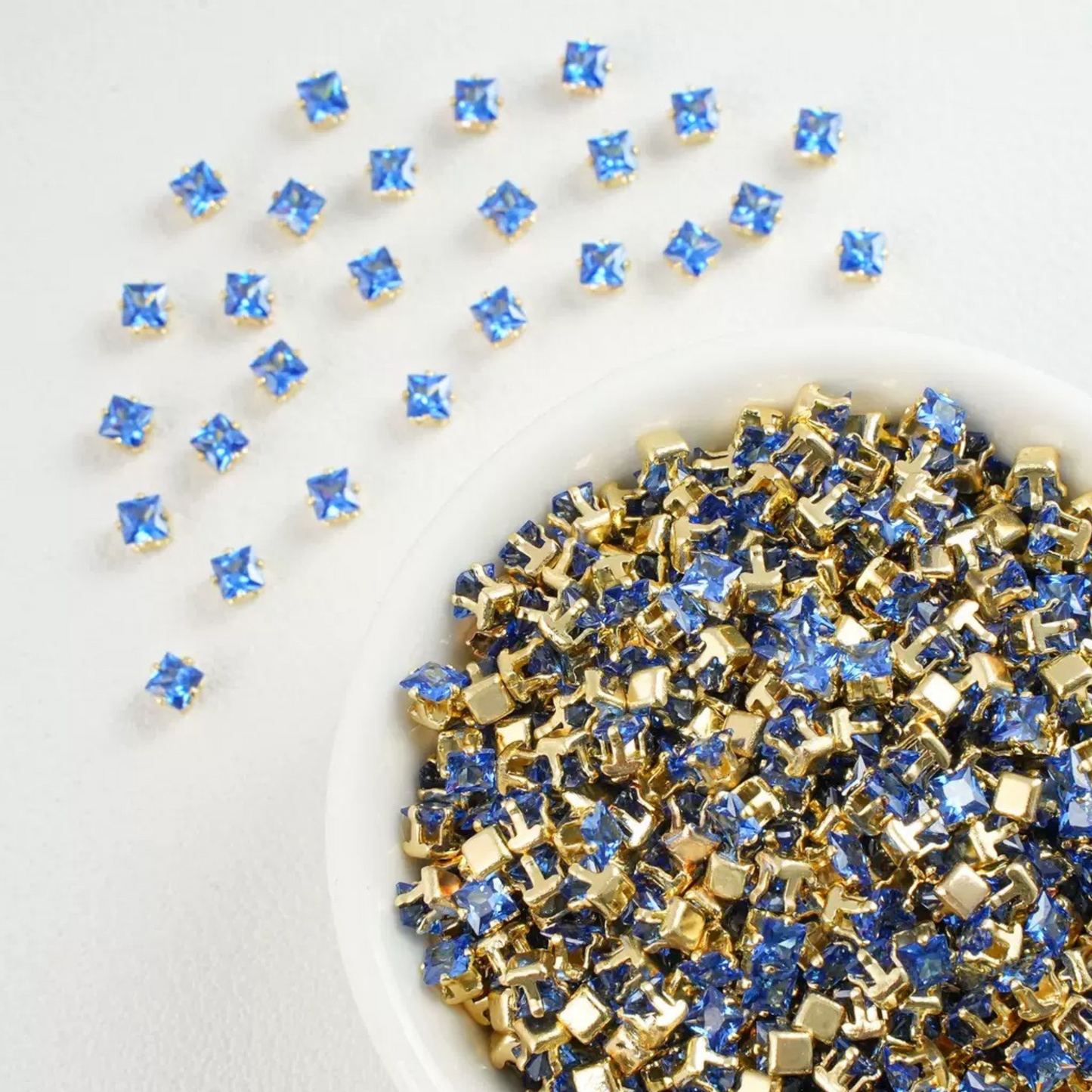 【A07】50pcs Square Zircon Beads – 3x3mm Gold-Claw DIY Spacer for Handmade Jewelry