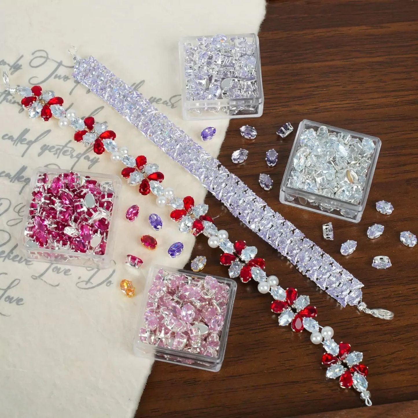 【A15】50pcs Oval-Cut CZ Spacer Beads – High-Color-Fast Silver Plated Alloy, Prong-Set, DIY Jewelry Supplies