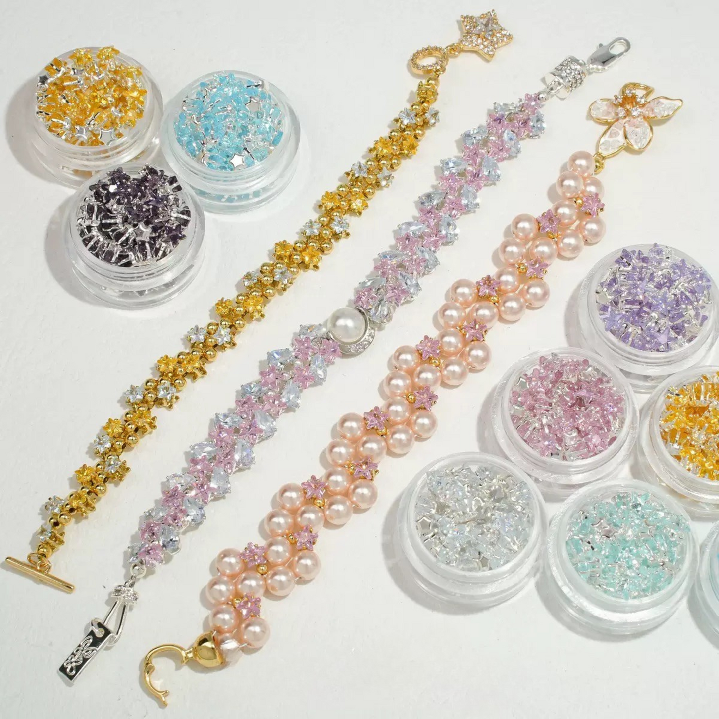 【A23】50pcs Star-Shaped CZ Spacer Beads – Gold -Plated, High-Color-Fast, 4mm/5mm DIY Jewelry Charms