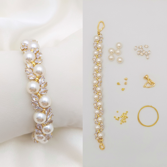 No.60 Angel’s Feather DIY Bracelet Kit | Marquise Zircon & Pearl | Includes Tutorial