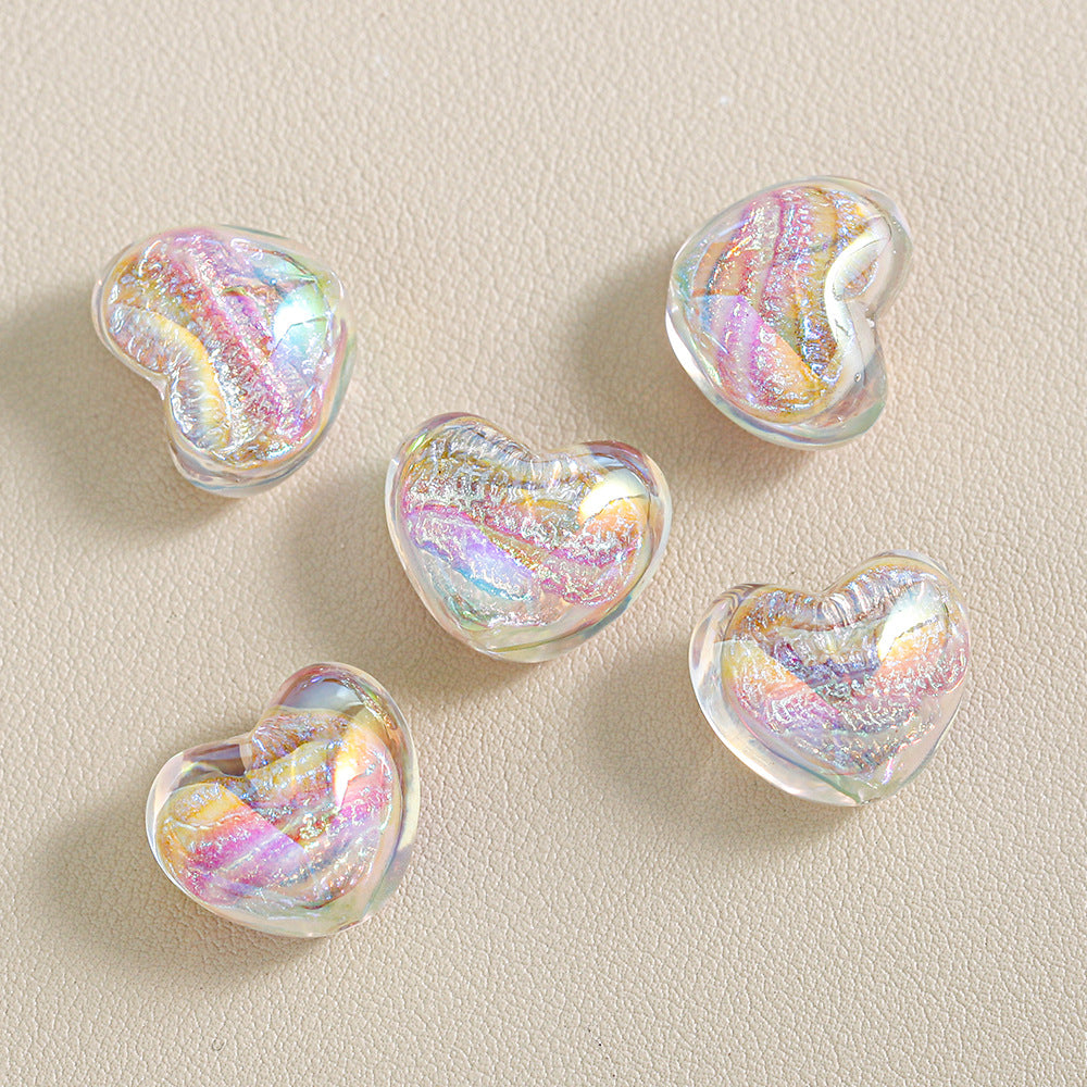 Oil-Painted Heart-shape Beads