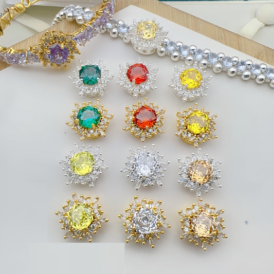 Snowflake Zircon Spacer with Rose Cut Diamond