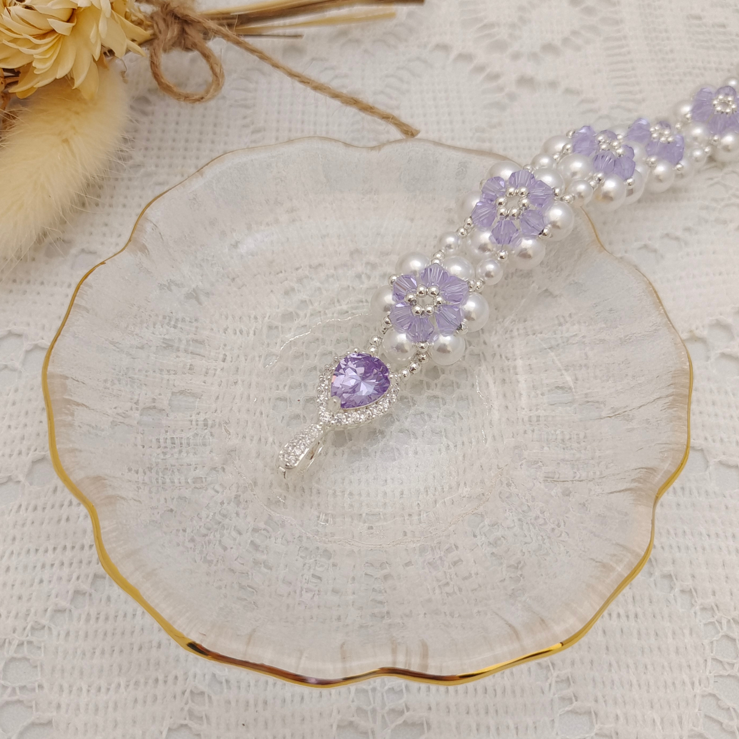 No.57 DIY Bracelet Kit – “Sunflower” Crystal & Pearl Beading Set with Full Tutorial