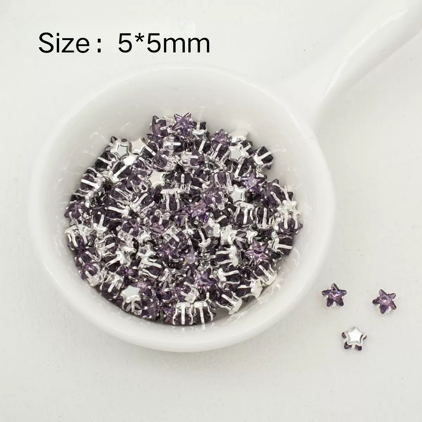 【A24】50pcs Star-Shaped CZ Spacer Beads – Silver-Plated, High-Color-Fast, 4mm/5mm DIY Jewelry Charms