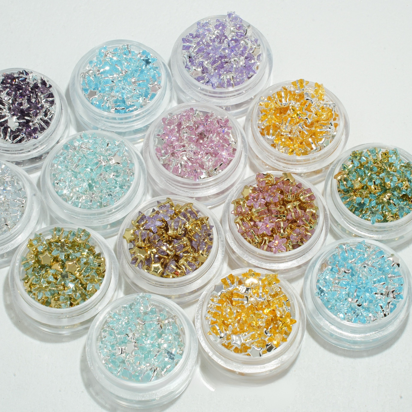 【A24】50pcs Star-Shaped CZ Spacer Beads – Silver-Plated, High-Color-Fast, 4mm/5mm DIY Jewelry Charms