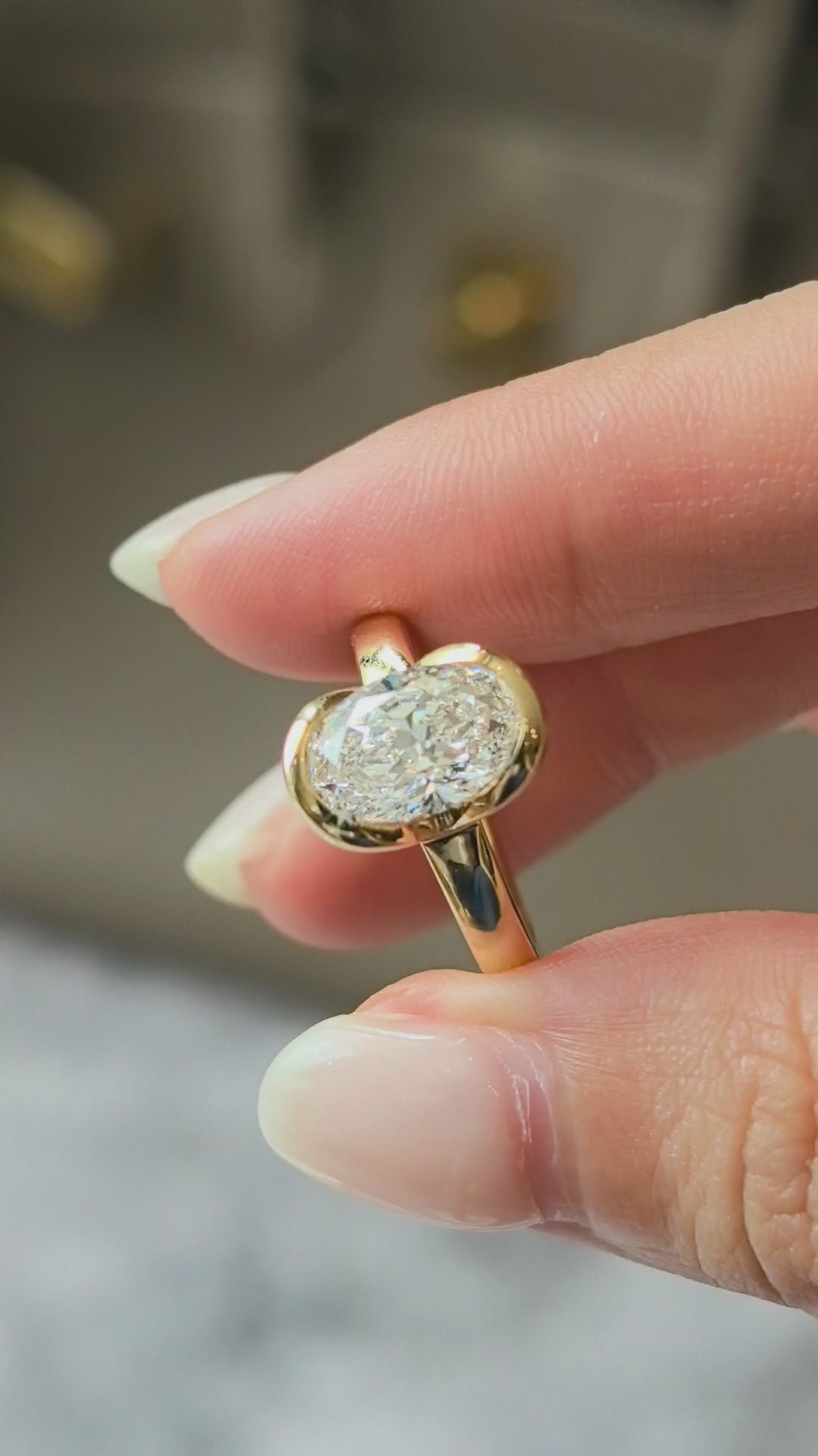 Oval Lab Grown Diamond Ring | Wrap-Around Band