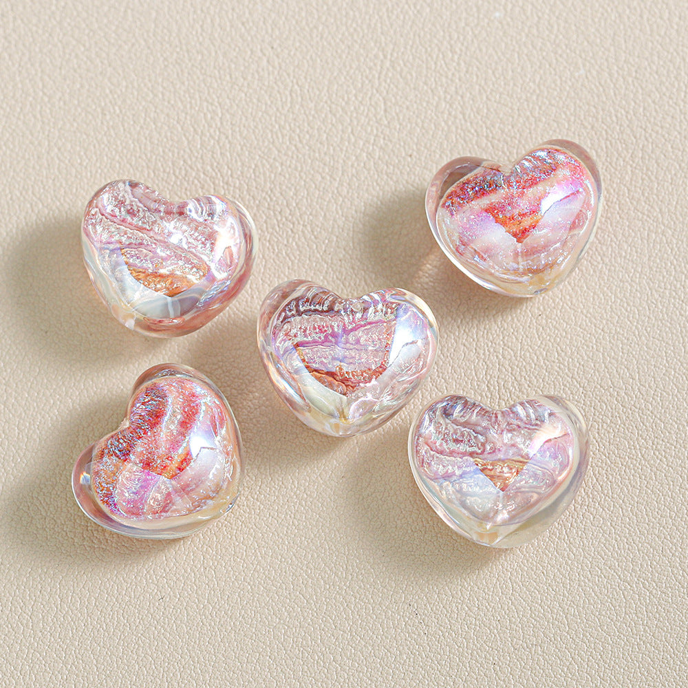 Oil-Painted Heart-shape Beads