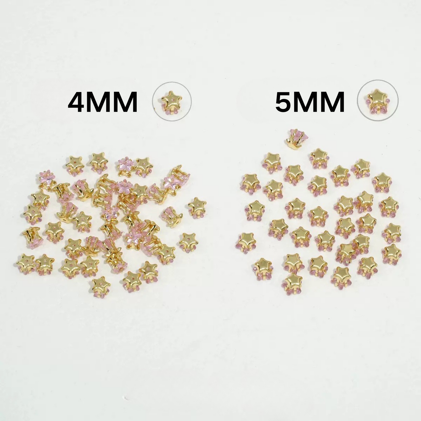 【A23】50pcs Star-Shaped CZ Spacer Beads – Gold -Plated, High-Color-Fast, 4mm/5mm DIY Jewelry Charms