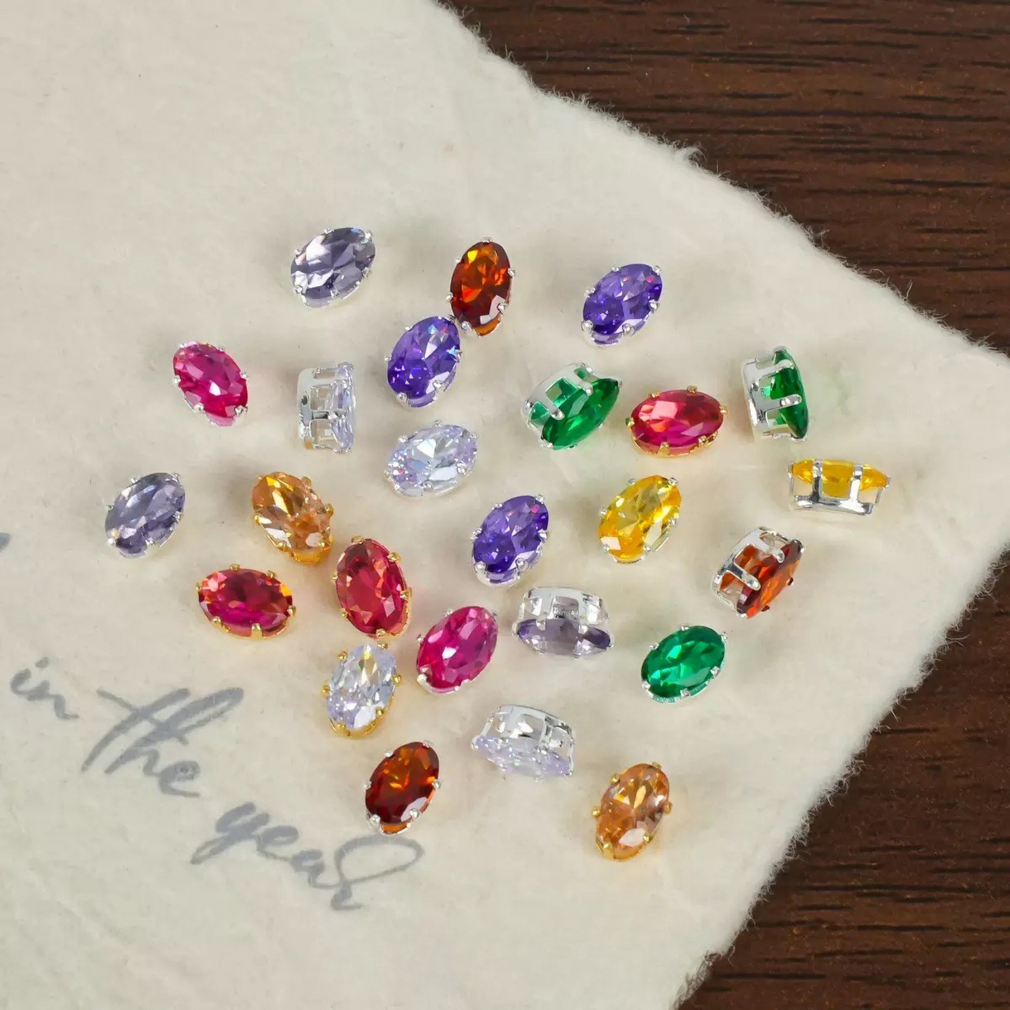 【A15】50pcs Oval-Cut CZ Spacer Beads – High-Color-Fast Silver Plated Alloy, Prong-Set, DIY Jewelry Supplies