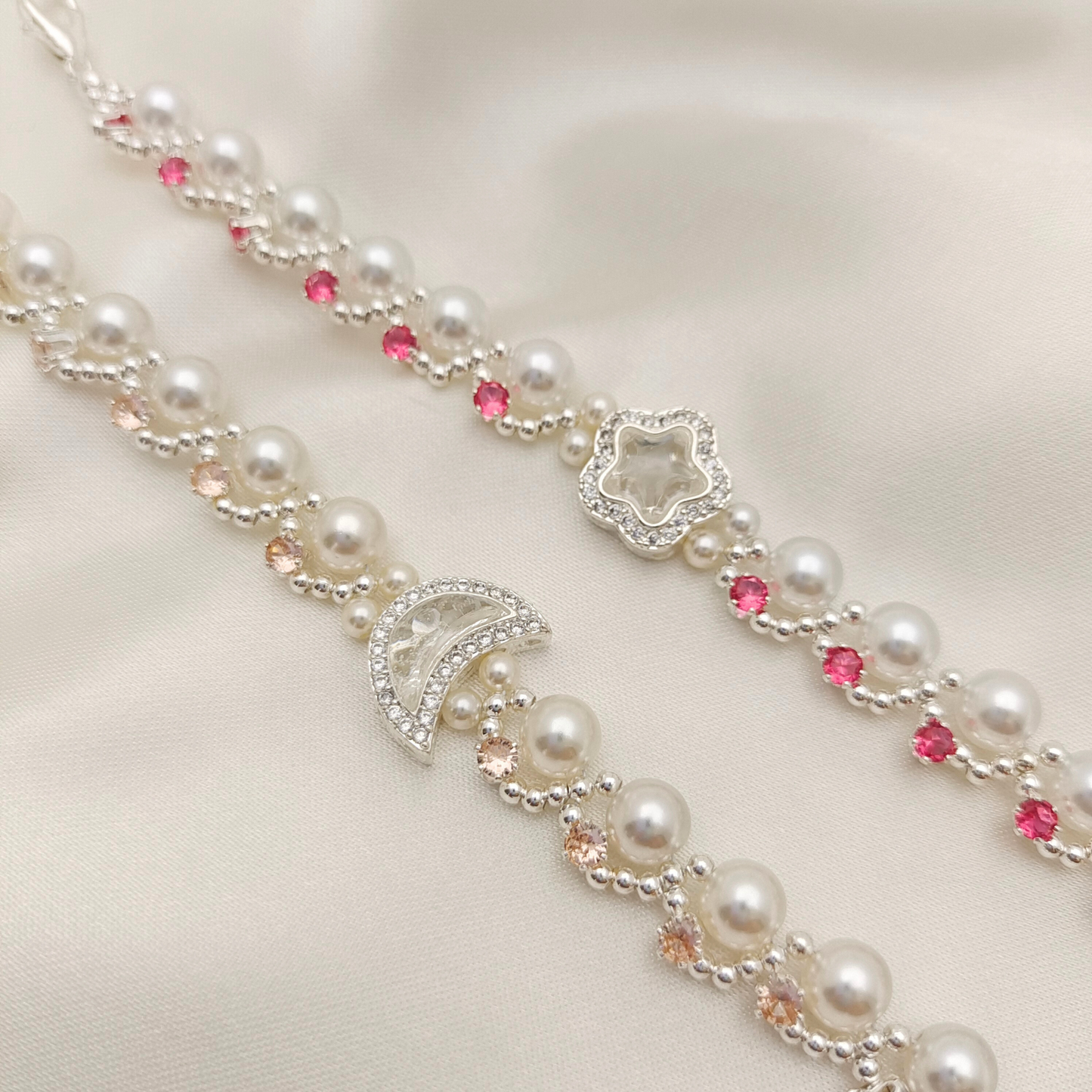 No.50 Star & Moon Handmade Pearl Bracelet | Finished Jewelry