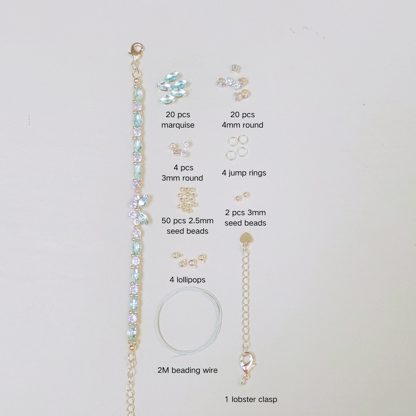 No.29 DIY Little Butterfly Bracelet Kit – Pastel Zircon & Beads with Full Tutorial