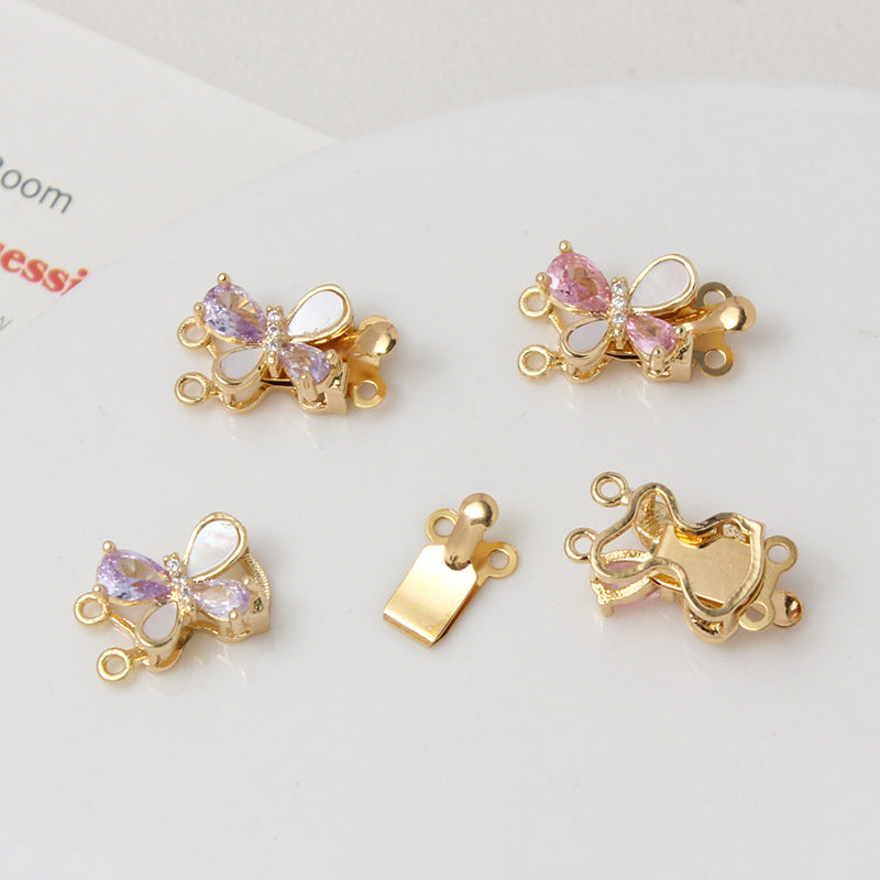 Double-Row Shell & Zircon Butterfly Closure