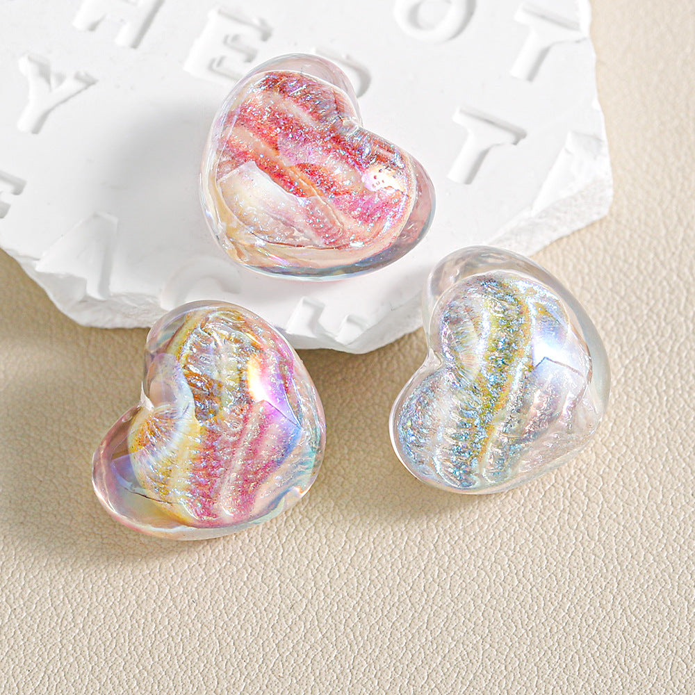 Oil-Painted Heart-shape Beads