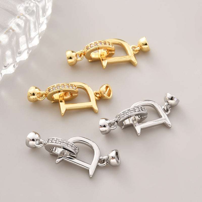 D-shape Paved CZs Clasp Set