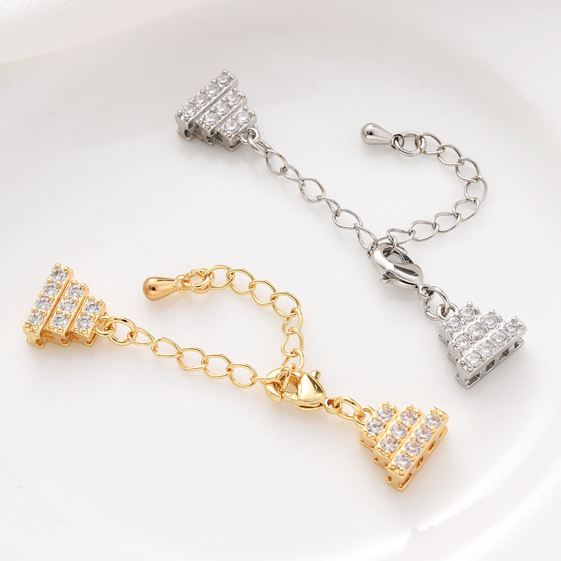 Pyramid Three Row Clasp Set with extended chain