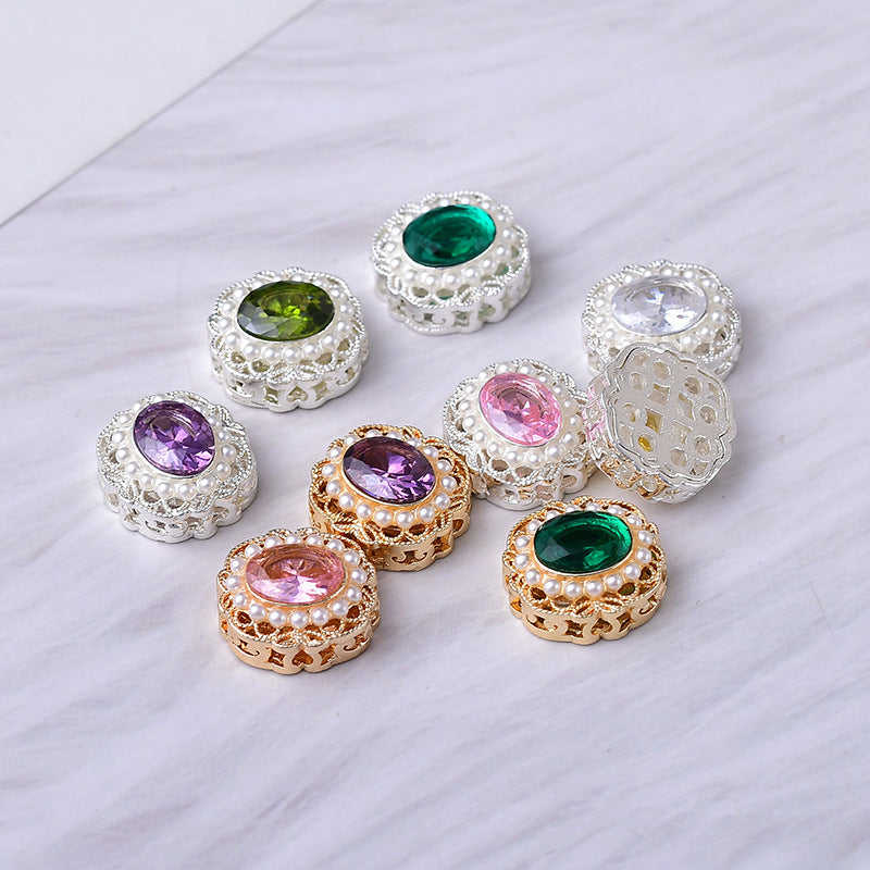 Round CZ Spacer with Pearl