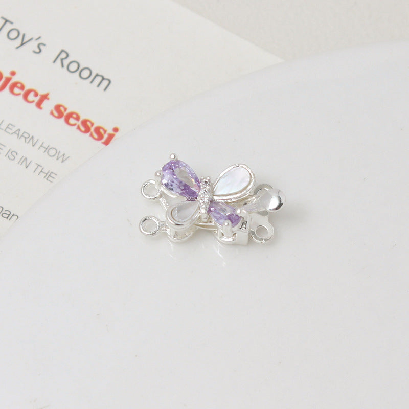 Double-Row Shell & Zircon Butterfly Closure
