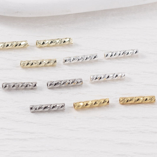 100pcs Straight Textured Tube Bar Beads