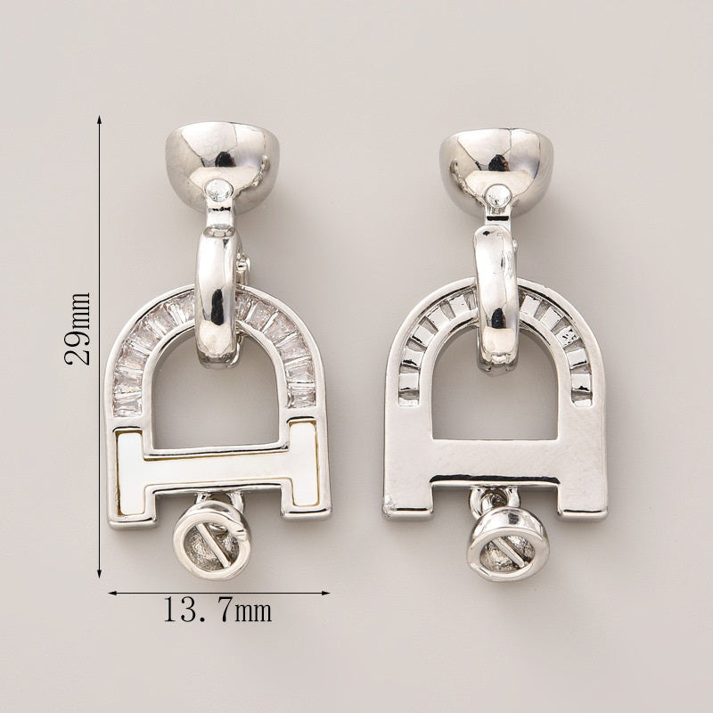 D-shape Paved CZs Clasp Set