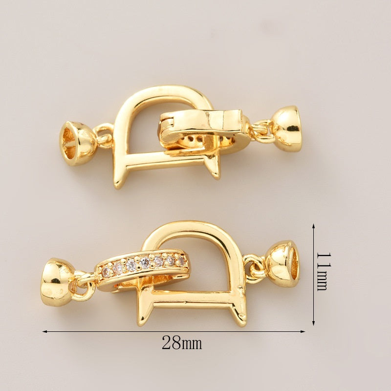 D-shape Paved CZs Clasp Set