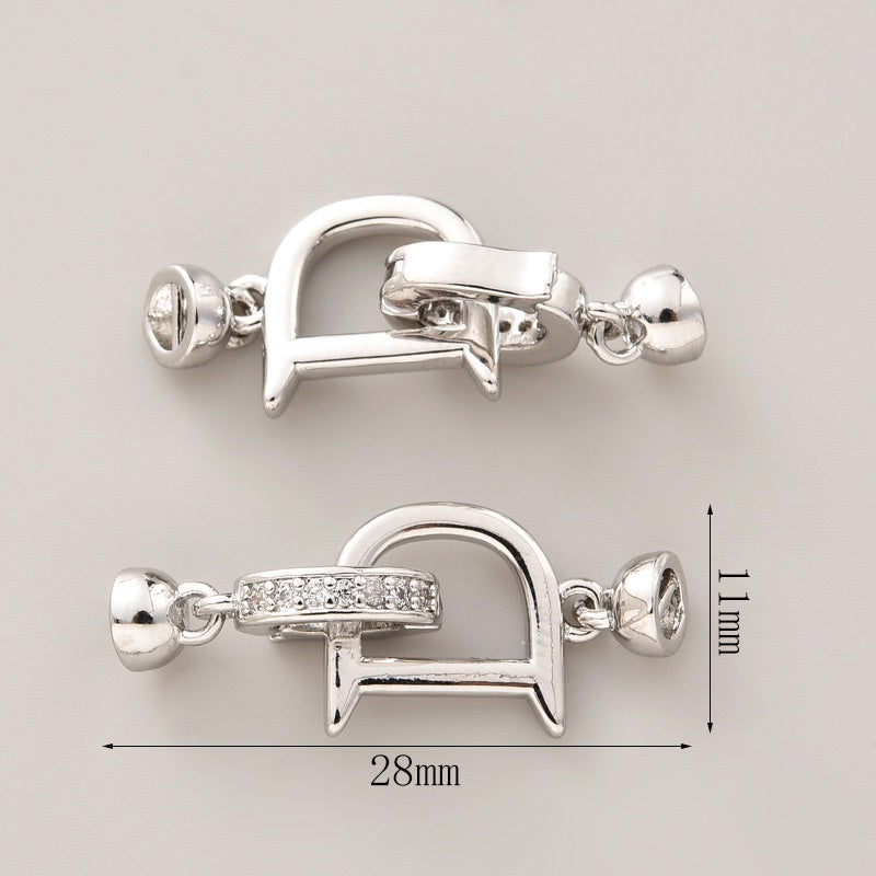 D-shape Paved CZs Clasp Set