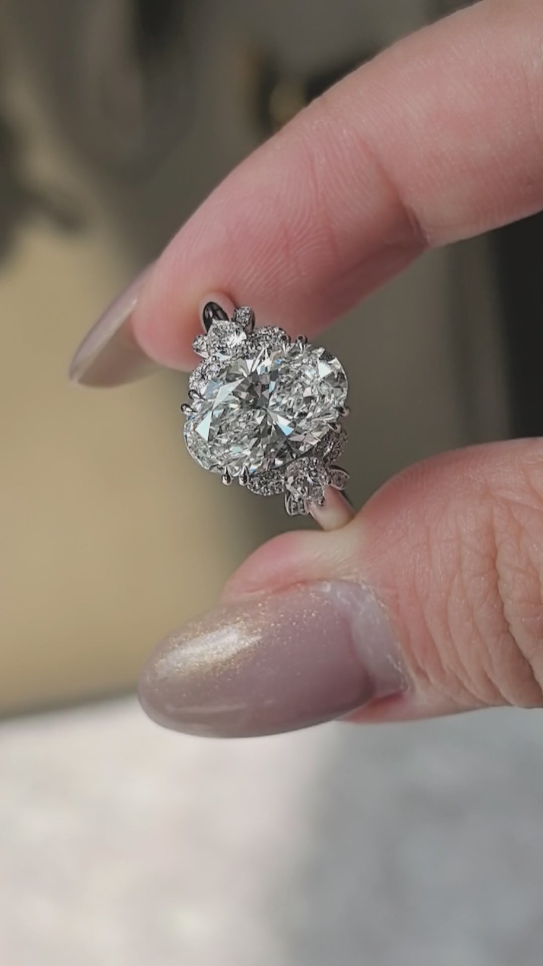 Oval Cut Lab Diamond Ring | Diamond Bow Accents | Exquisite Detailing | Lab-Grown Luxury