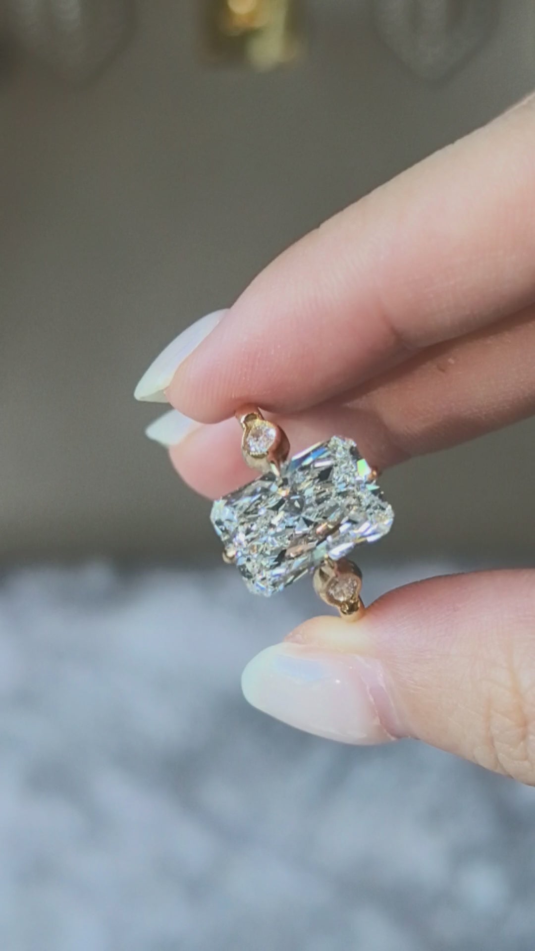 Radiant-Center Ring with Marquise Sidestones