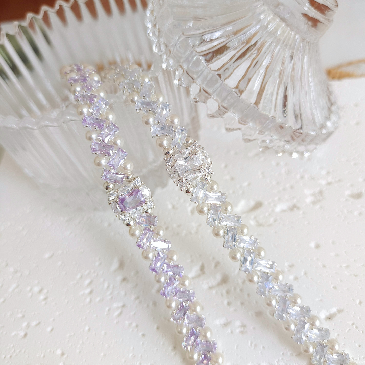 No.42 DIY Bracelet Kit – Frozen-Elsa & Anna Rectangle Zircon + Pearl Beads with Full Tutorial