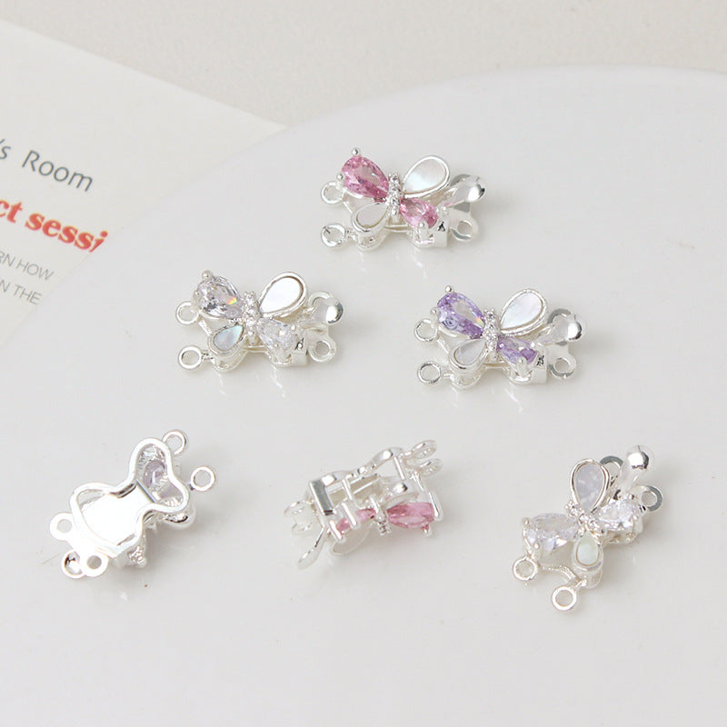 Double-Row Shell & Zircon Butterfly Closure