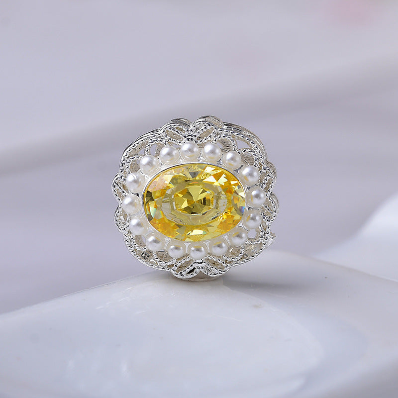 Round CZ Spacer with Pearl