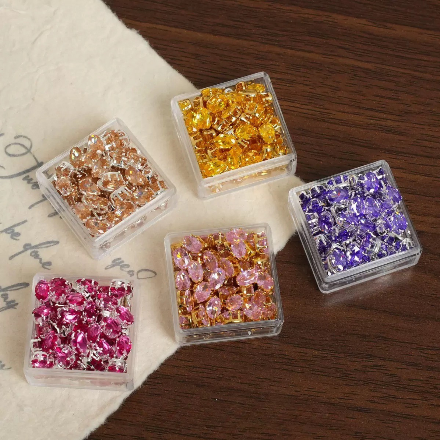 【A14】50pcs Oval-Cut CZ Spacer Beads – High-Color-Fast Gold Plated Alloy, Prong-Set, DIY Jewelry Supplies