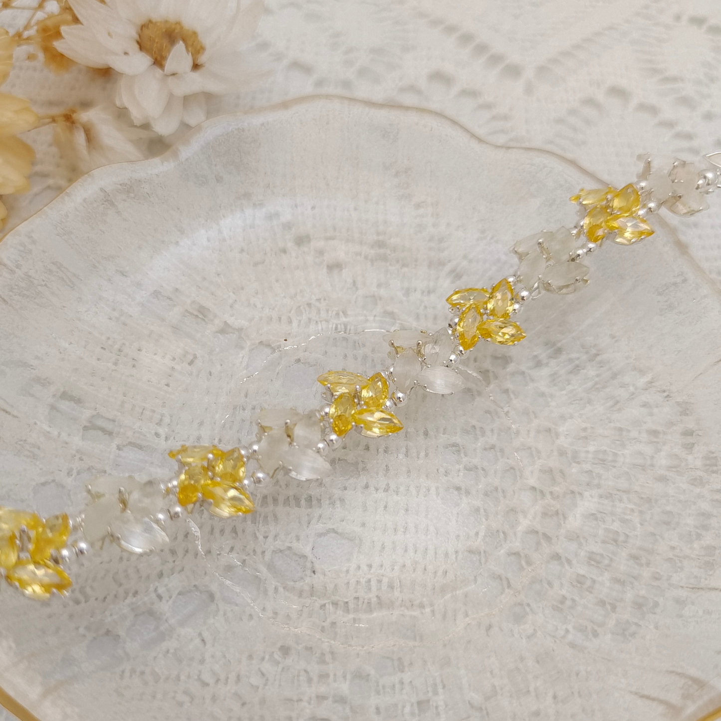 No.51 DIY Bracelet Kit – “Pinwheel” Crystal & Cat Eye Marquise Bead Set with Tutorial