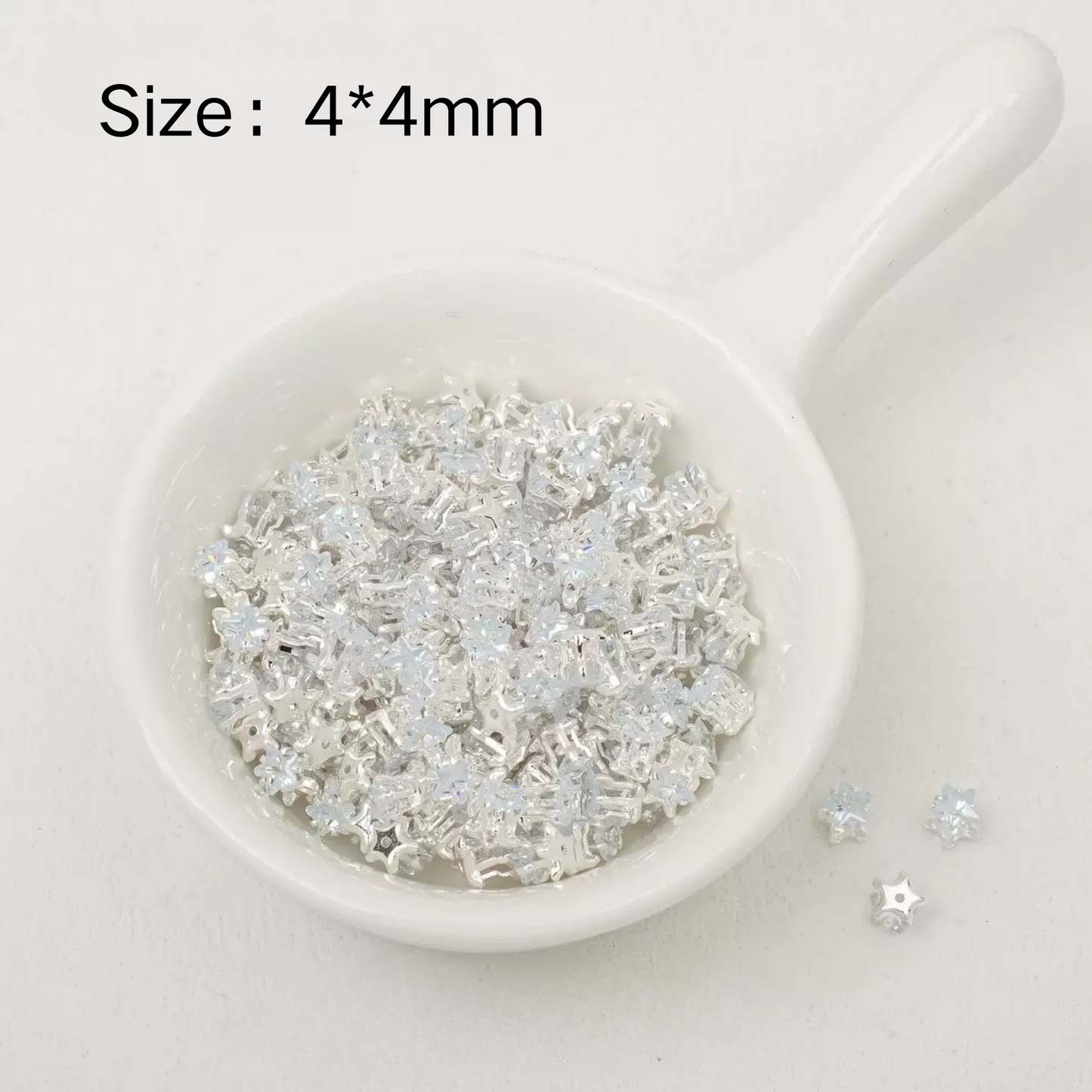 【A24】50pcs Star-Shaped CZ Spacer Beads – Silver-Plated, High-Color-Fast, 4mm/5mm DIY Jewelry Charms
