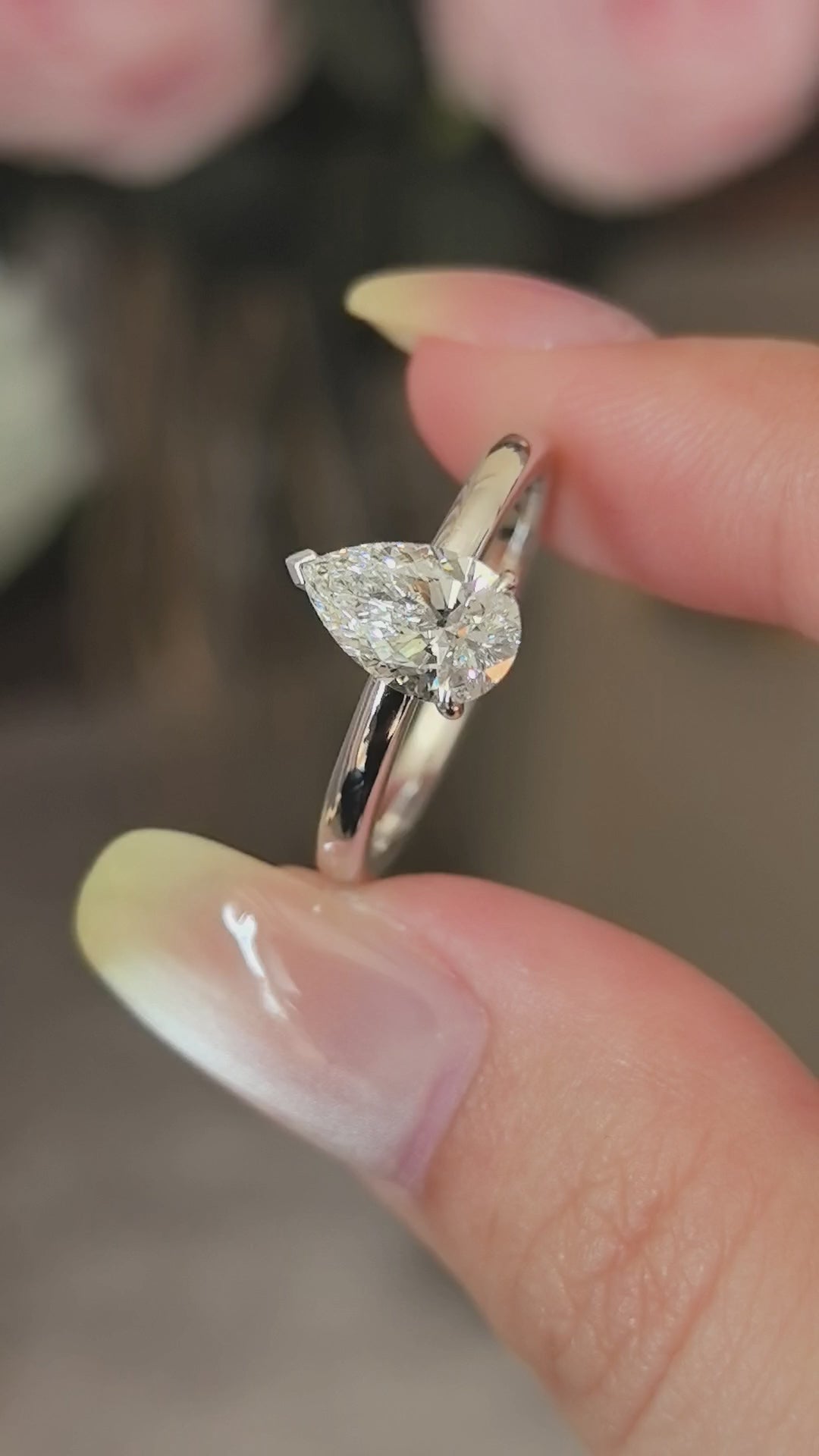 Pear-Shaped Lab-Grown Diamond Ring | Minimalist Design | 14K Gold