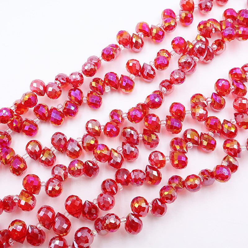 Premium 8MM Teardrop Faceted Beads - Green & Red Family