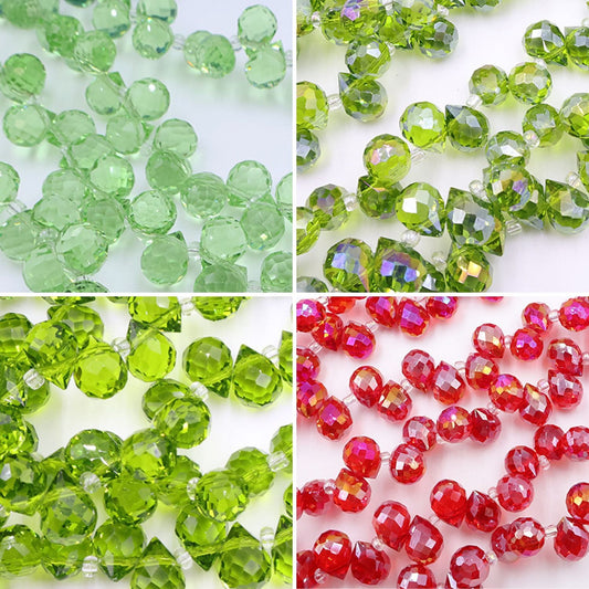 Premium 8MM Teardrop Faceted Beads - Green & Red Family