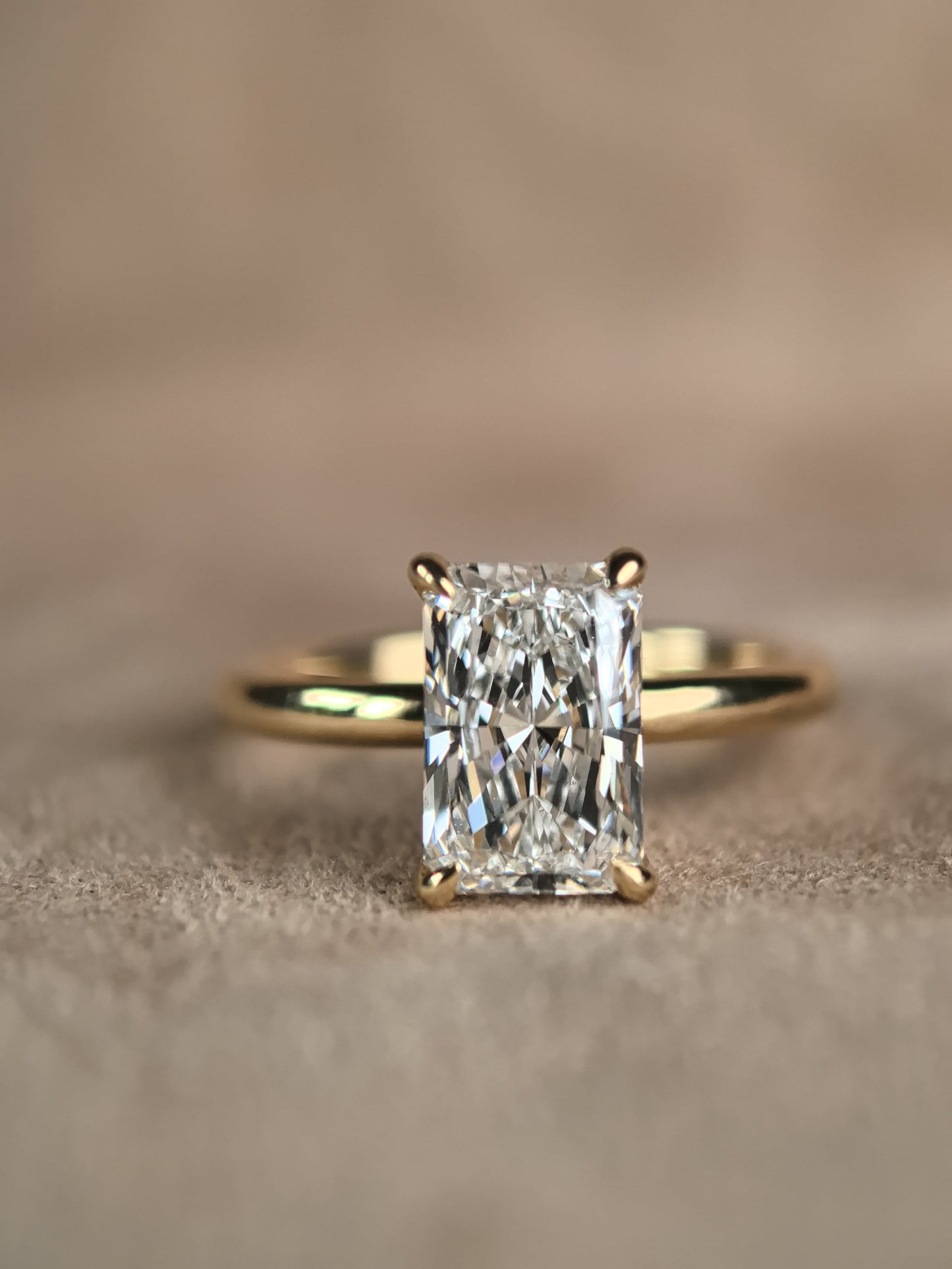 Radiant Cut Minimalist Ring | Hidden Halo Design | Modern Solitaire | Lab-Grown Diamond