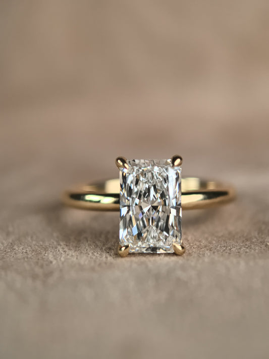 Radiant Cut Minimalist Ring | Hidden Halo Design | Modern Solitaire | Lab-Grown Diamond